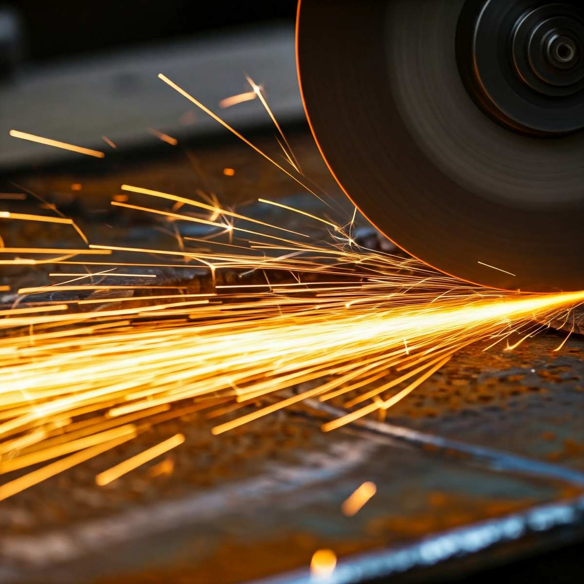 Taglio con la mola di una lamiera di scarto