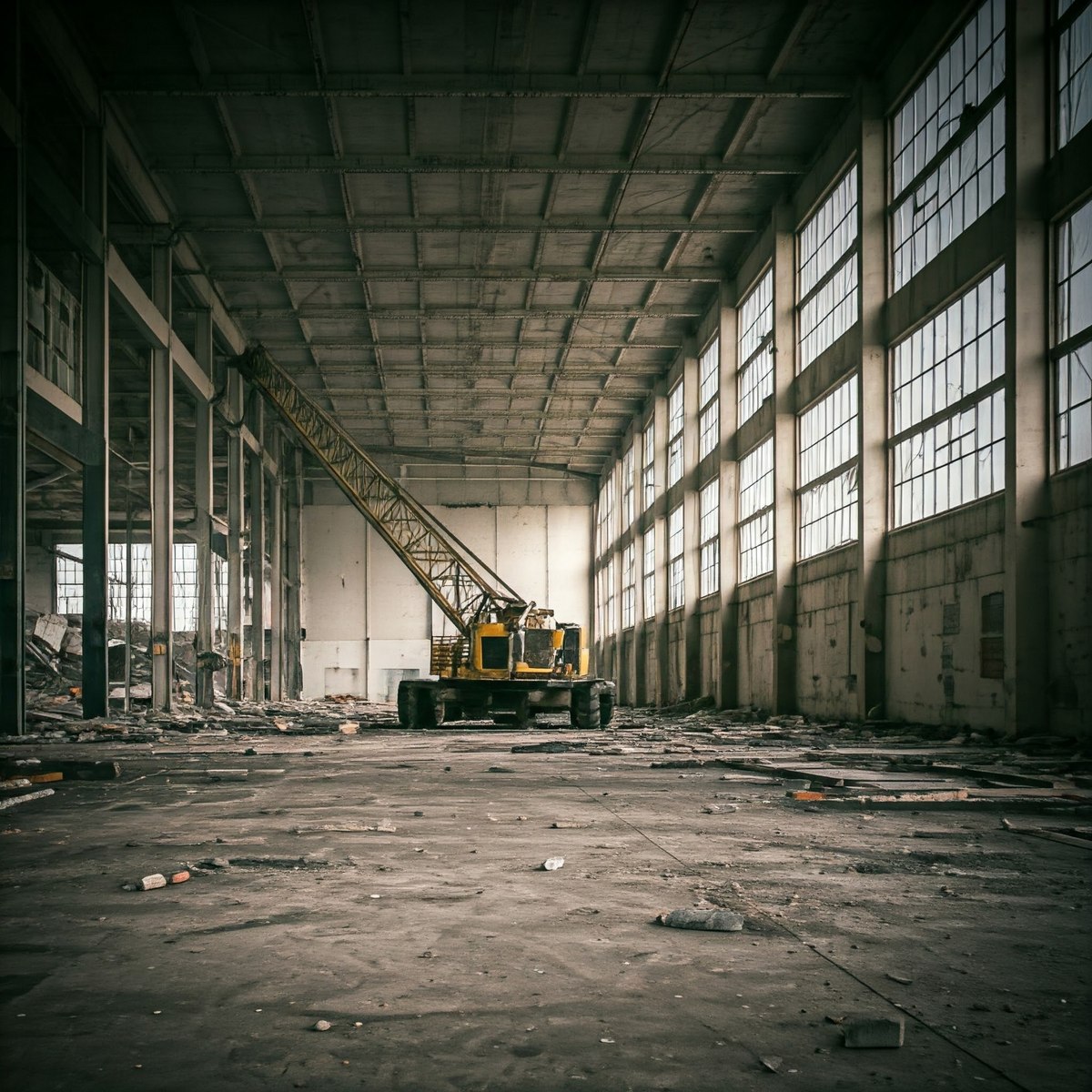 Capannone in fase di demolizione a Pavia.