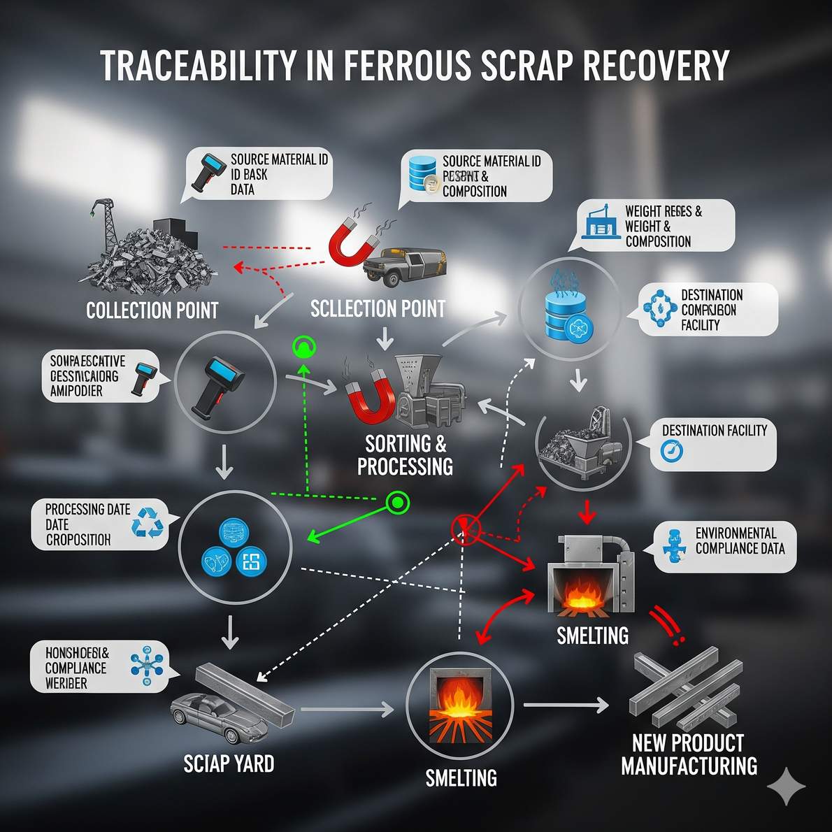 Grafico tracciabilità rottami ferrosi a Pavia.